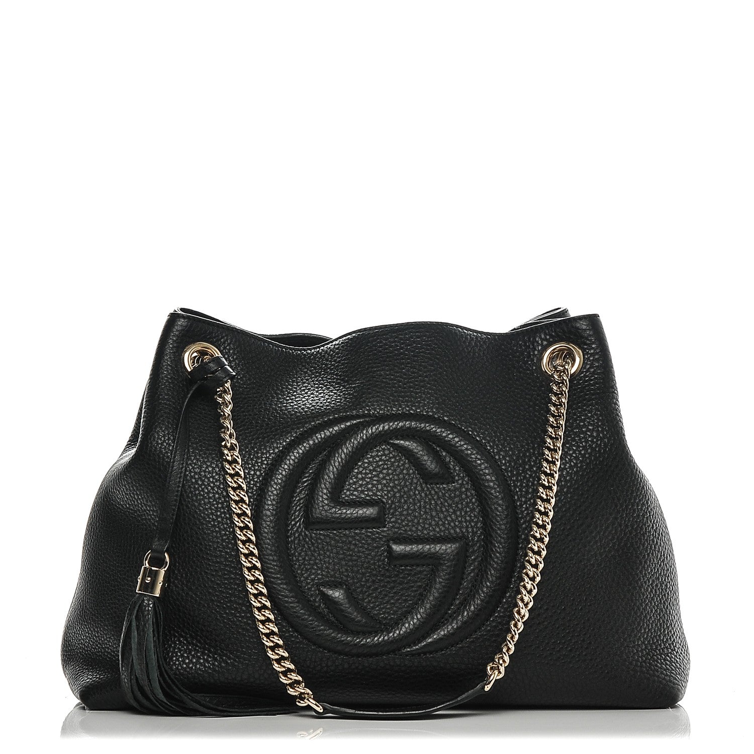 Gucci Pebbled Calfskin Medium Soho Chain Shoulder Bag Black 1 of 6