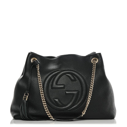 Gucci Pebbled Calfskin Medium Soho Chain Shoulder Bag Black 1 of 6