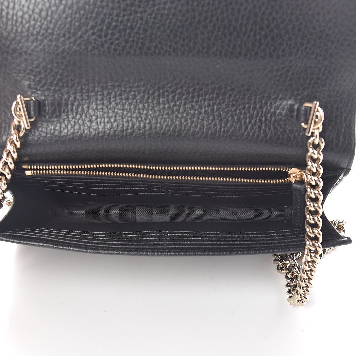 Dollar Calfskin Interlocking G Chain Wallet Black