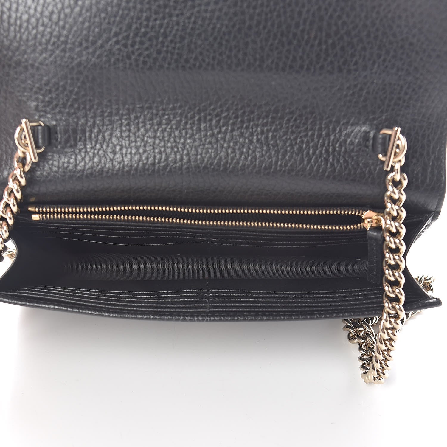 Gucci Dollar Calfskin Interlocking G Chain Wallet Black 5 of 14