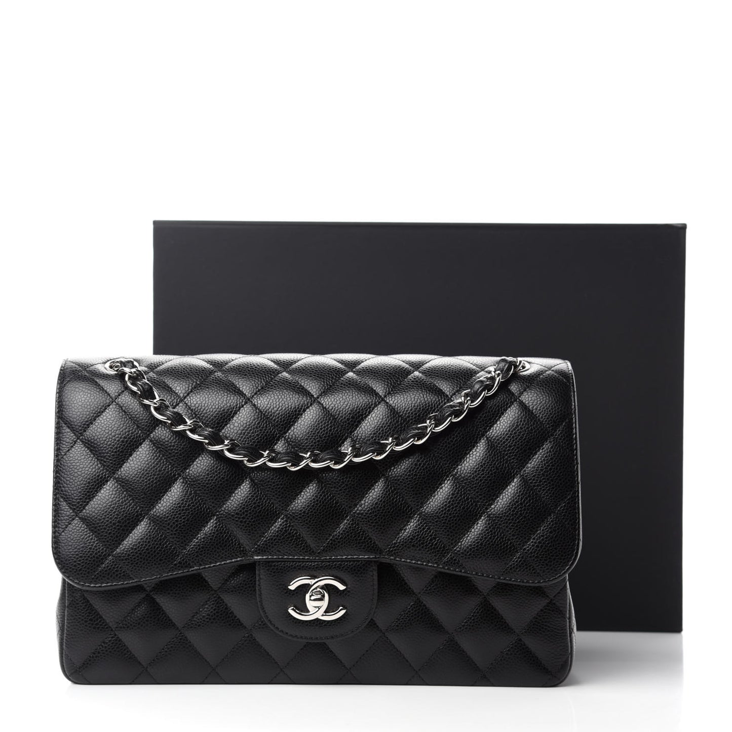 Caviar Quilted Jumbo Double Flap Black