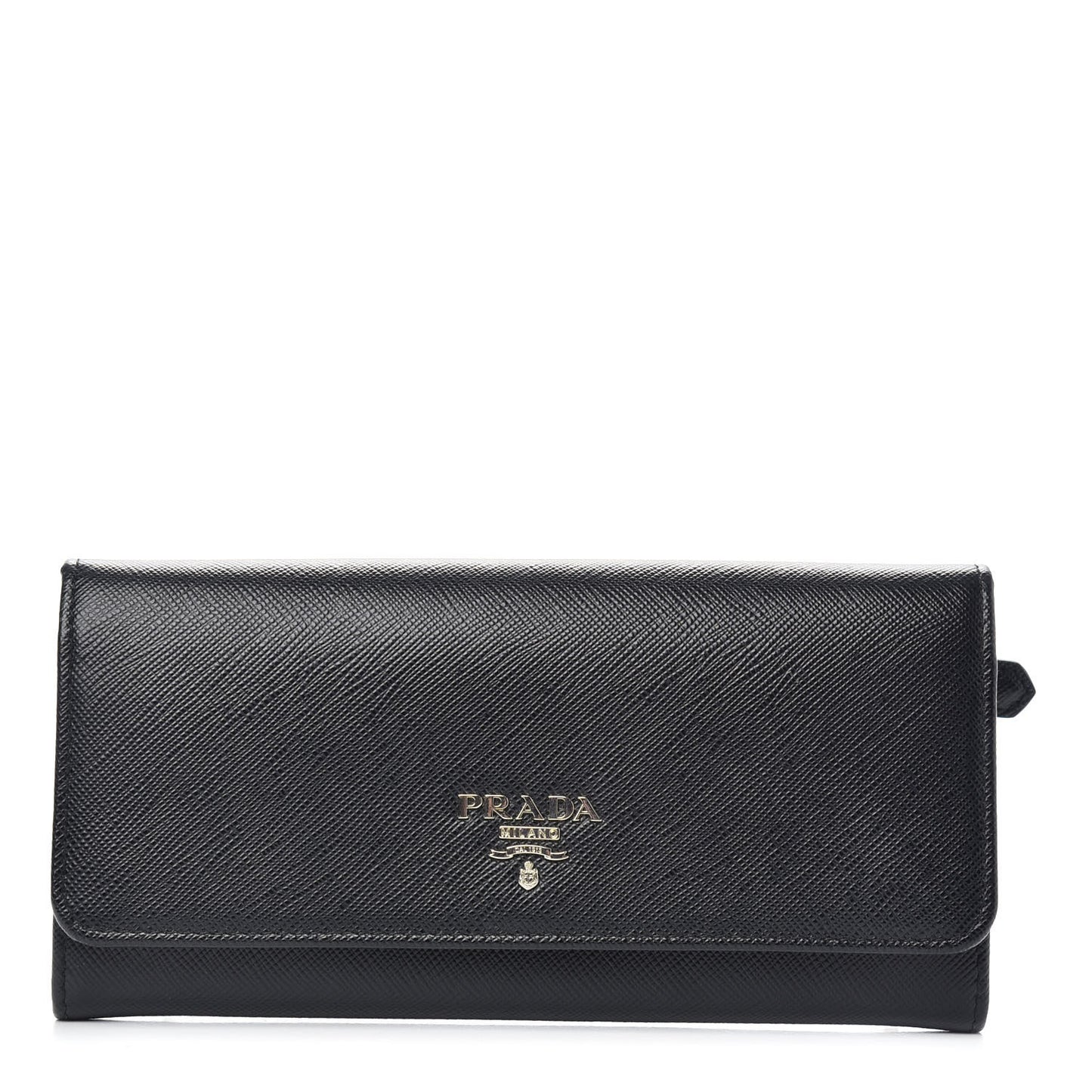 Saffiano Metal Continental Flap Wallet Black