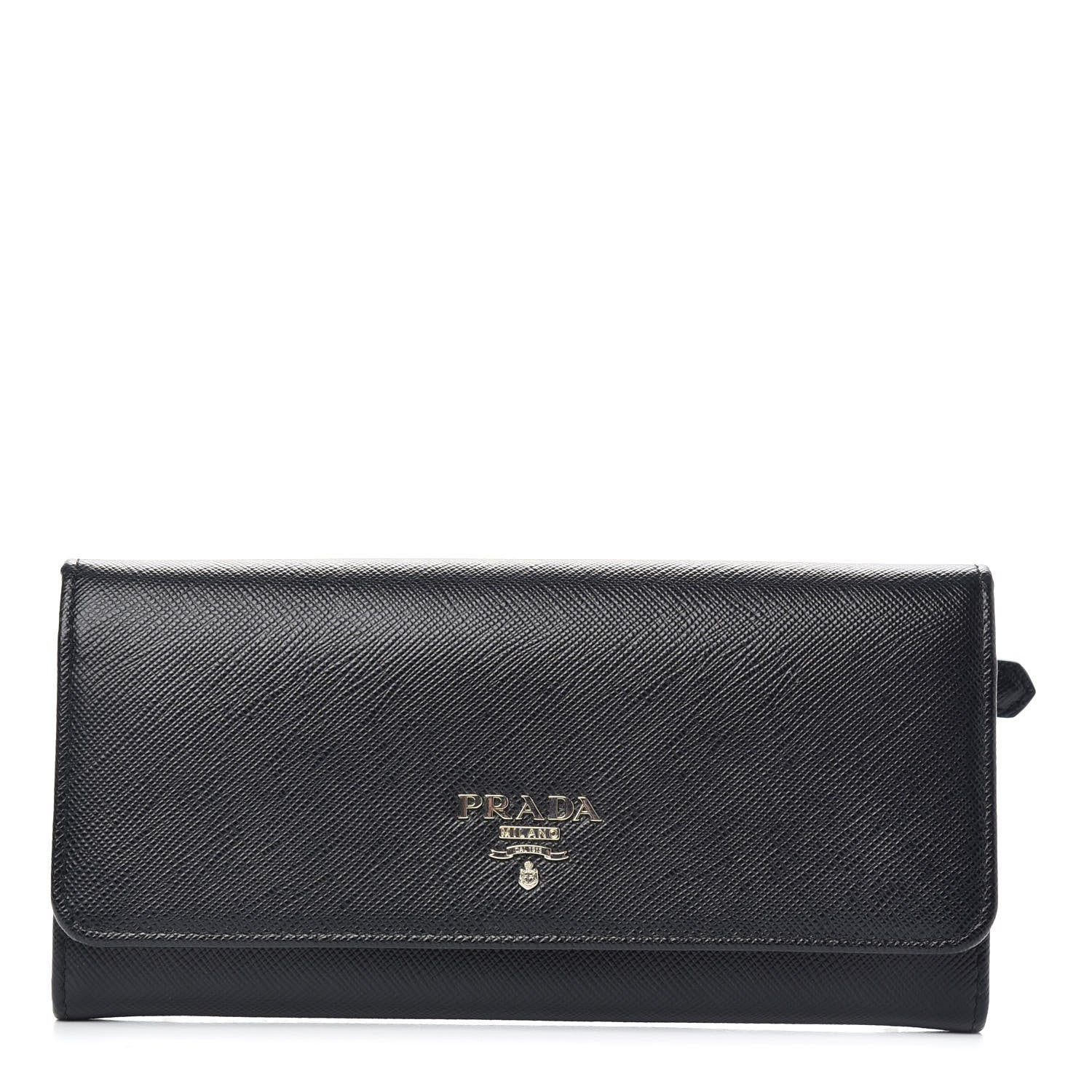 Prada Saffiano Metal Continental Flap Wallet Black 1 of 7