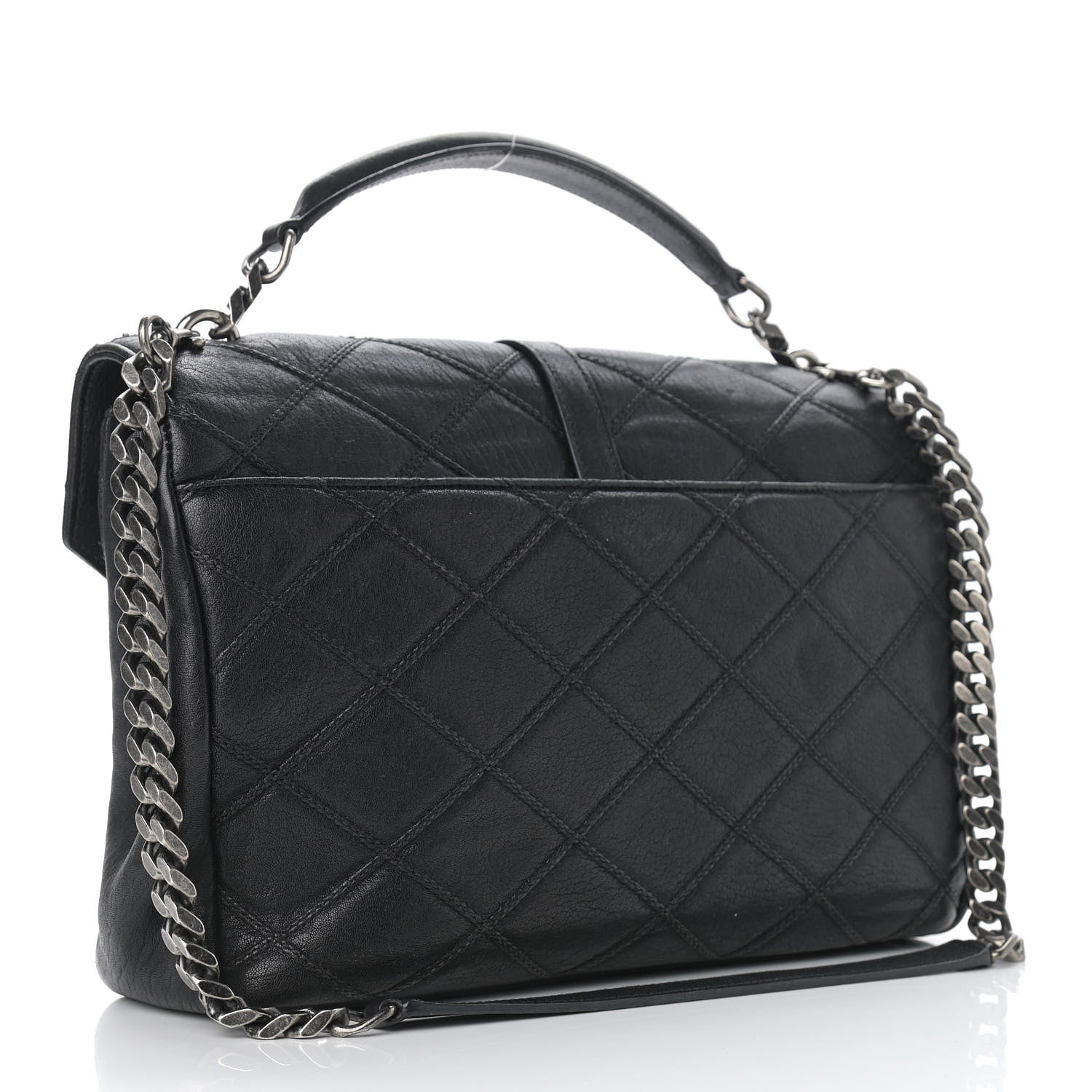 Saint Laurent Calfskin Diamond Quilted Monogram Large College Bag Black 3 of 14