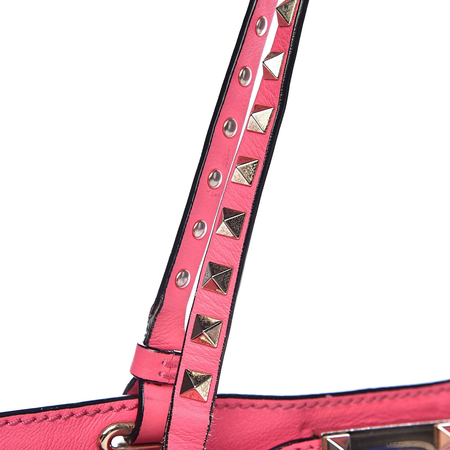 Vitello Small Rockstud Tote Fuxia Fluo