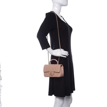 Chanel Lambskin Quilted Mini Top Handle Rectangular Flap Beige 2 of 11