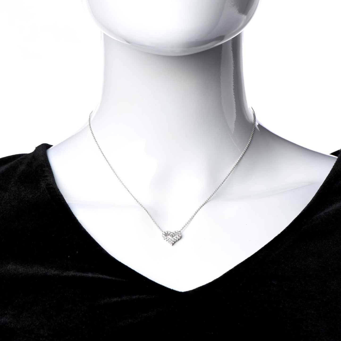 Platinum Diamond Mini Heart Pendant Necklace