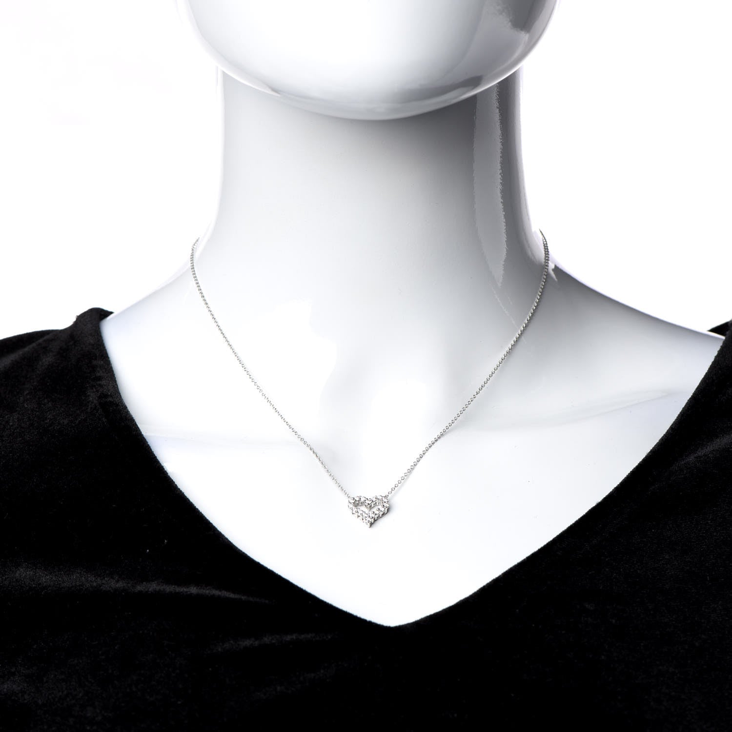 Tiffany Platinum Diamond Mini Heart Pendant Necklace 2 of 6