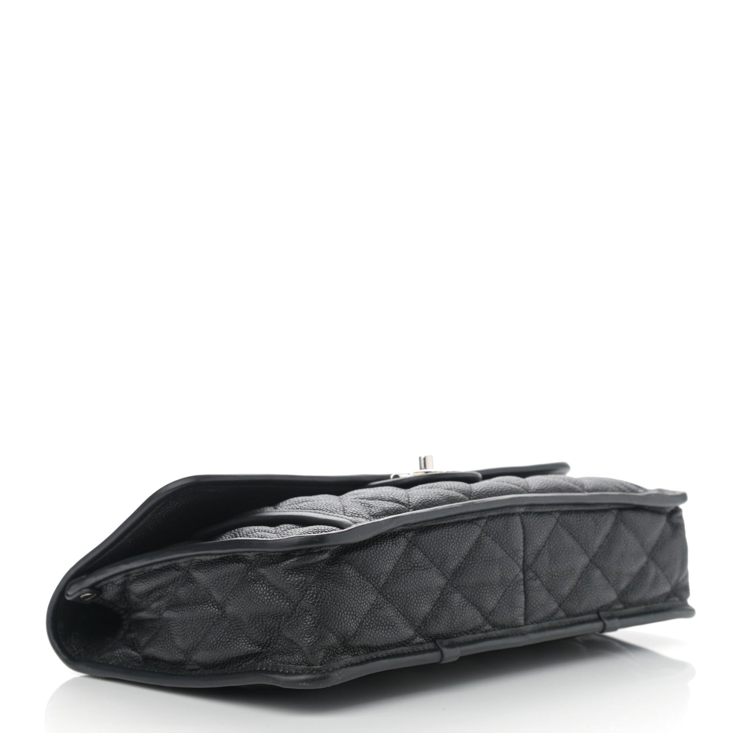 Caviar Quilted Large French Riviera Flap Black