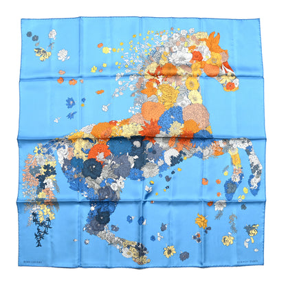 Hermes Silk Robe Legere Scarf 90 Bleu Azure Ocre Roux 1 of 4