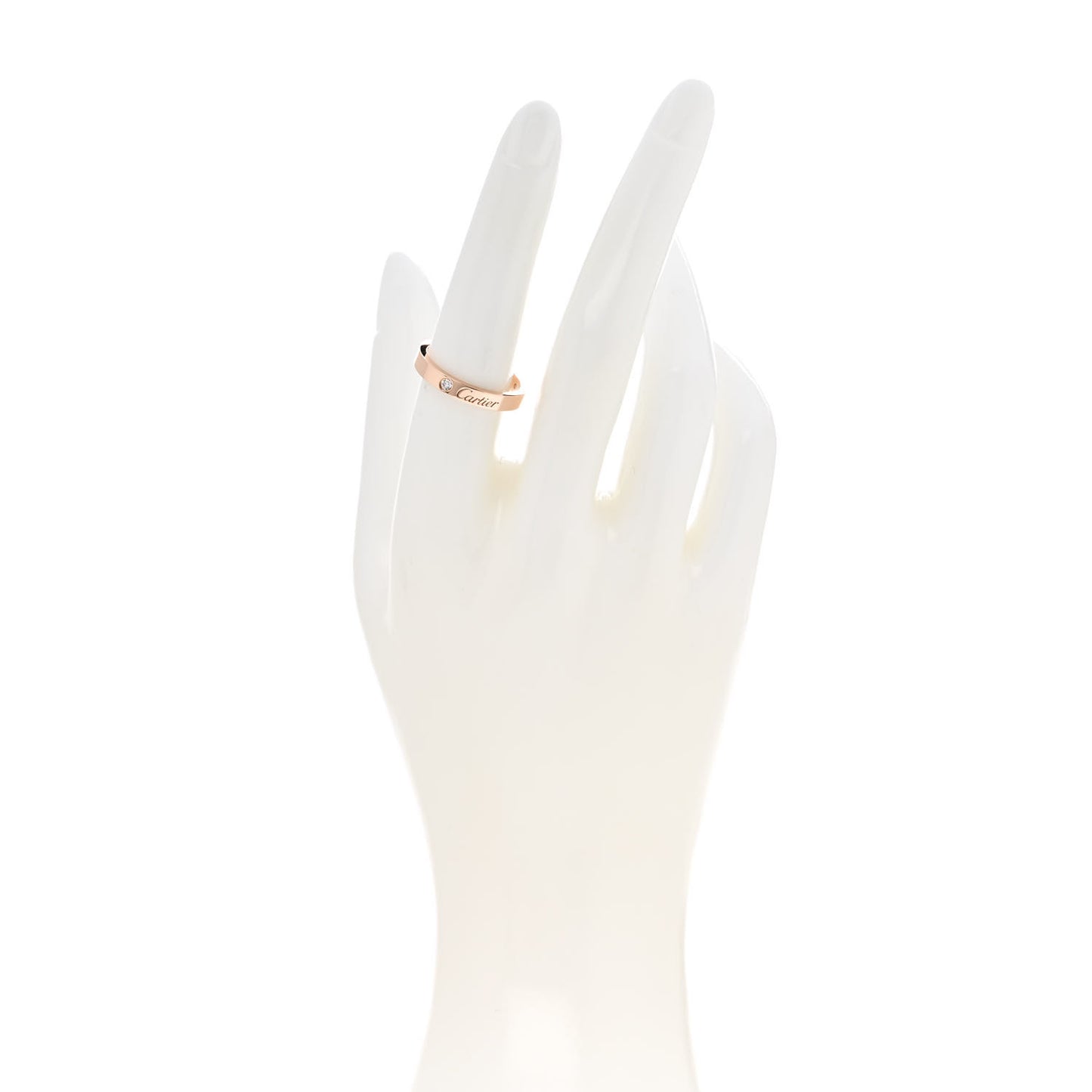 18K Pink Gold Diamond 3mm C De Cartier Wedding Band Ring 55 7.25