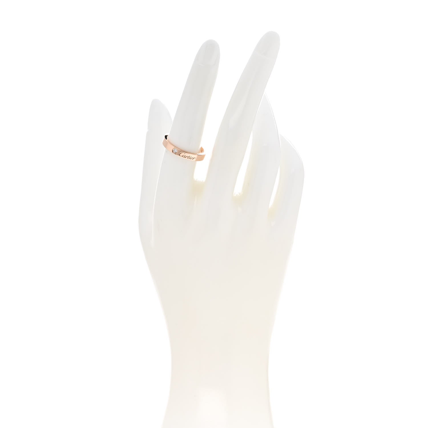 Cartier 18K Pink Gold Diamond 3mm C De Cartier Wedding Band Ring 55 7.25 2 of 5