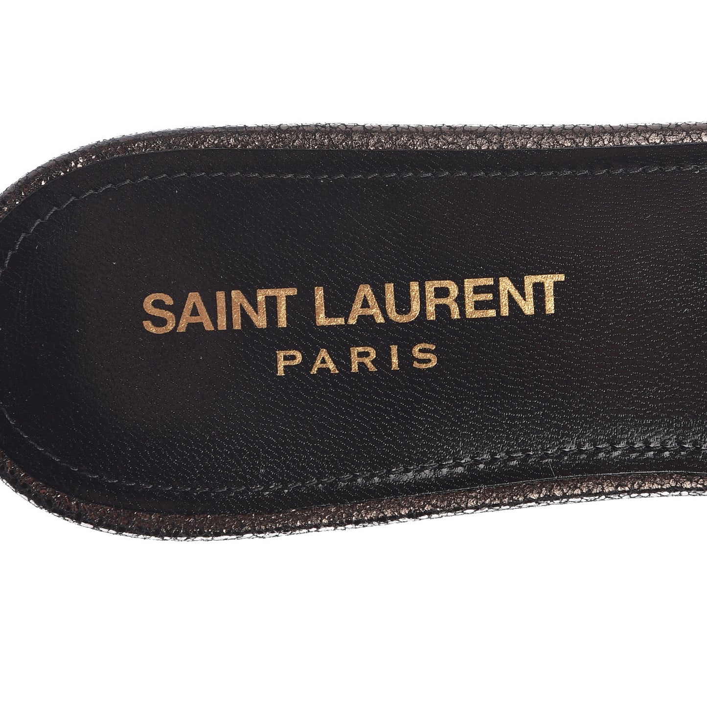 Metallic Crackled Calfskin Nu Pied 05 Slide Sandals 39.5 Black Gun Metal