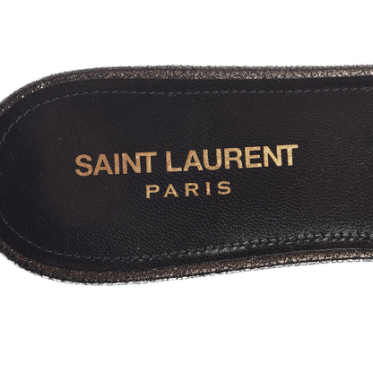 Saint Laurent Metallic Crackled Calfskin Nu Pied 05 Slide Sandals 39.5 Black Gun Metal 6 of 9