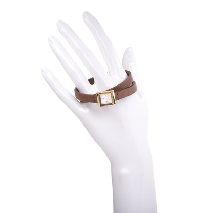 Gucci Stainless Steel Calfskin Mother of Pearl 14mm G-Frame Square Double Wrap Quartz Watch 2 of 7