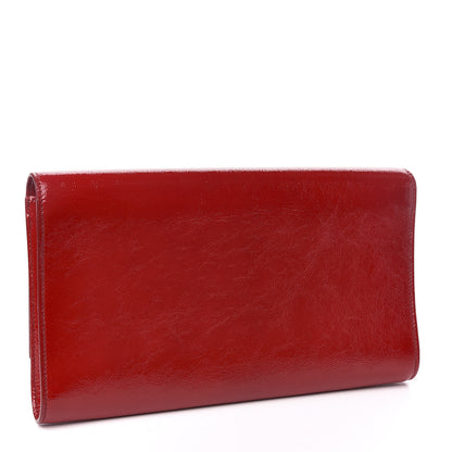 Saint Laurent Textured Patent Monogram Large Belle De Jour Clutch Red 3 of 6