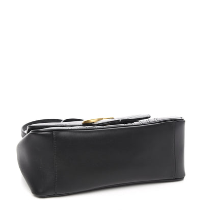 Gucci Calfskin Matelasse Small GG Marmont Top Handle Shoulder Bag Black 3 of 10
