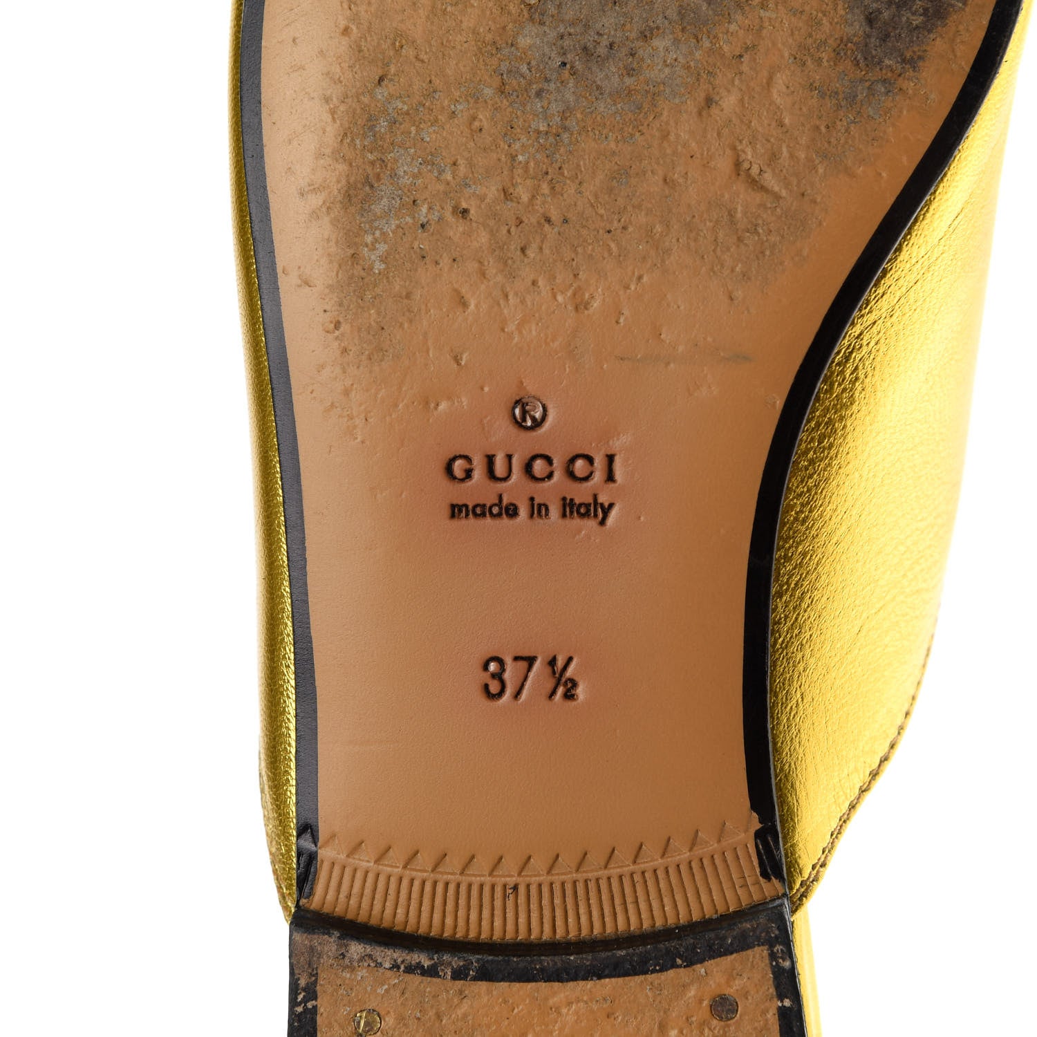 Gucci Metallic Nappa Womens Princetown Slippers 37.5 Gold 7 of 11