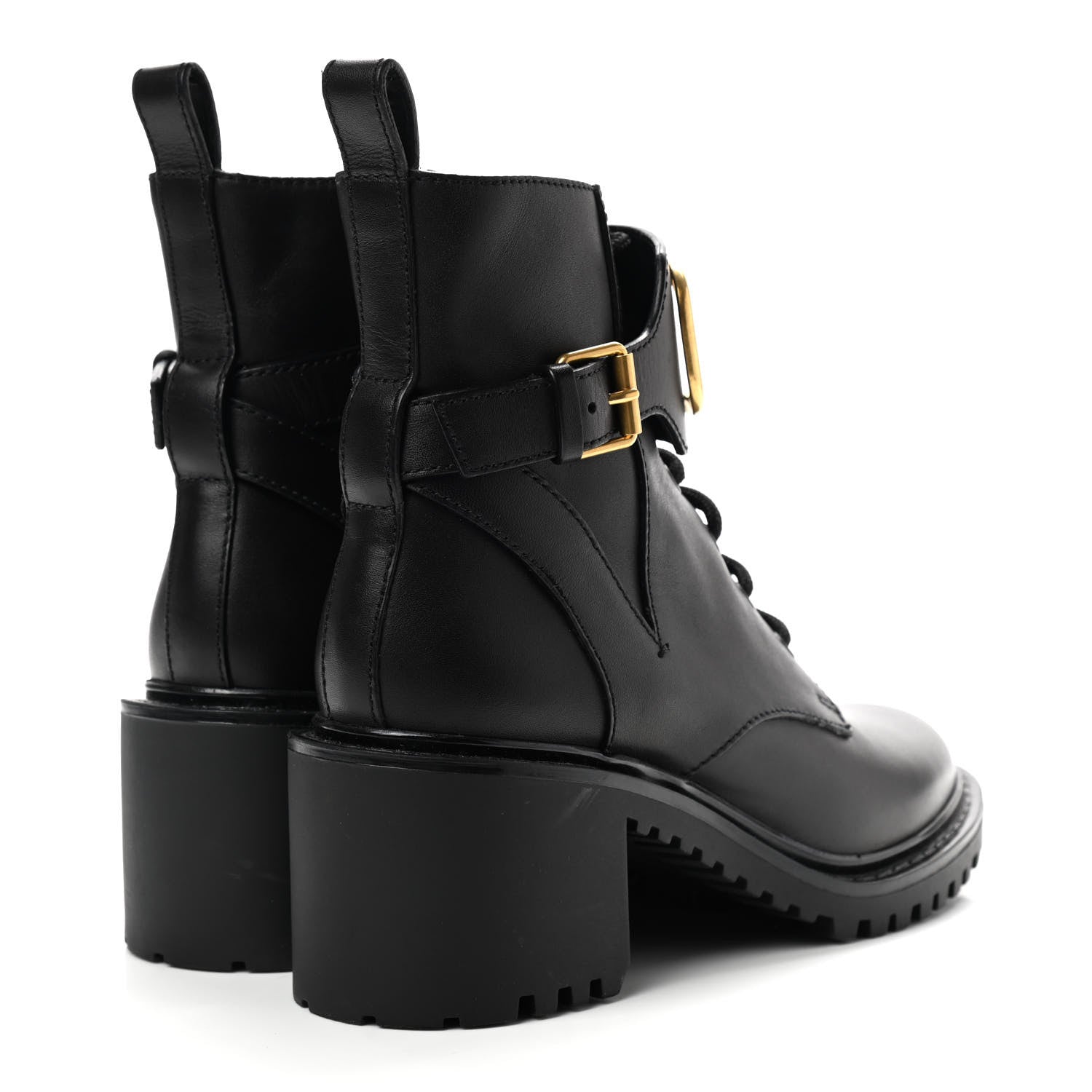 Valentino Garavani Calfskin VLOGO 15/70mm Combat Boots 37 Black 4 of 9