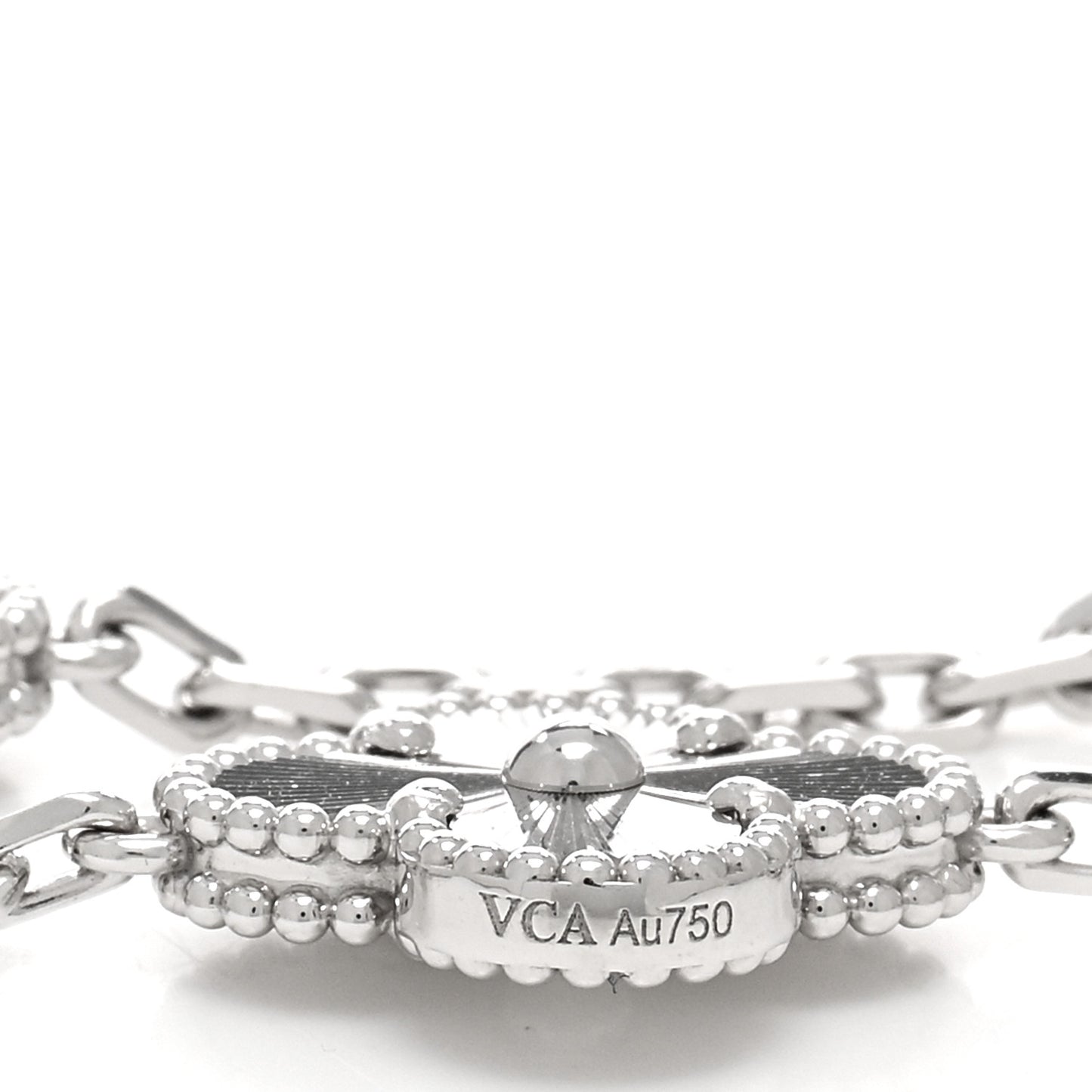 18K White Gold 5 Motifs Guilloche Vintage Alhambra Bracelet