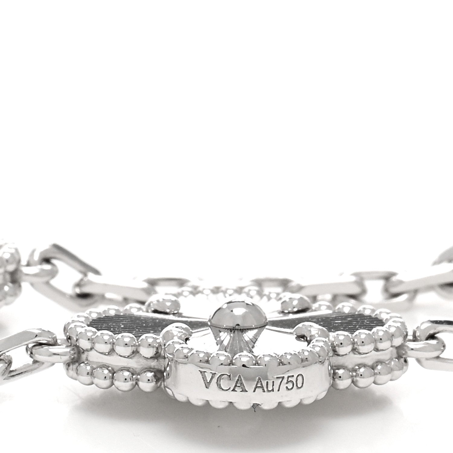 Van Cleef & Arpels 18K White Gold 5 Motifs Guilloche Vintage Alhambra Bracelet 4 of 5