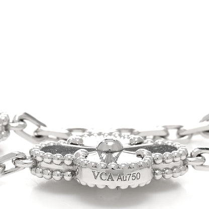 Van Cleef & Arpels 18K White Gold 5 Motifs Guilloche Vintage Alhambra Bracelet 4 of 5