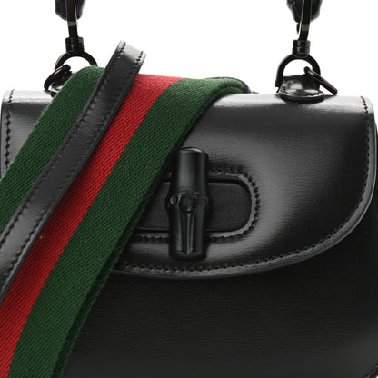 Gucci Boarded Dyana Lux Calfskin Web Monochrome Mini Bamboo 1947 Top Handle Bag Black 6 of 8