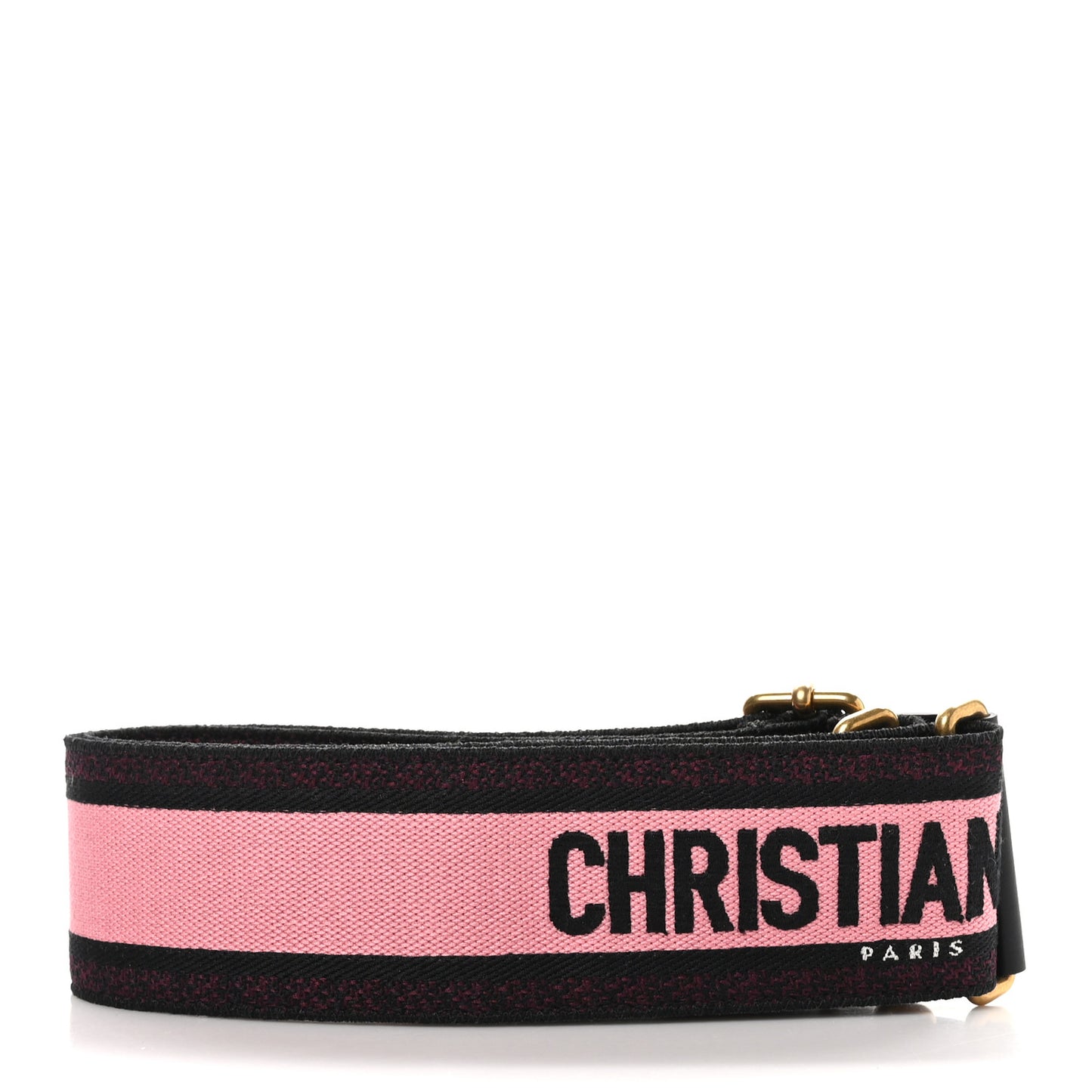 Canvas Embroidered Shoulder Strap Pink Black