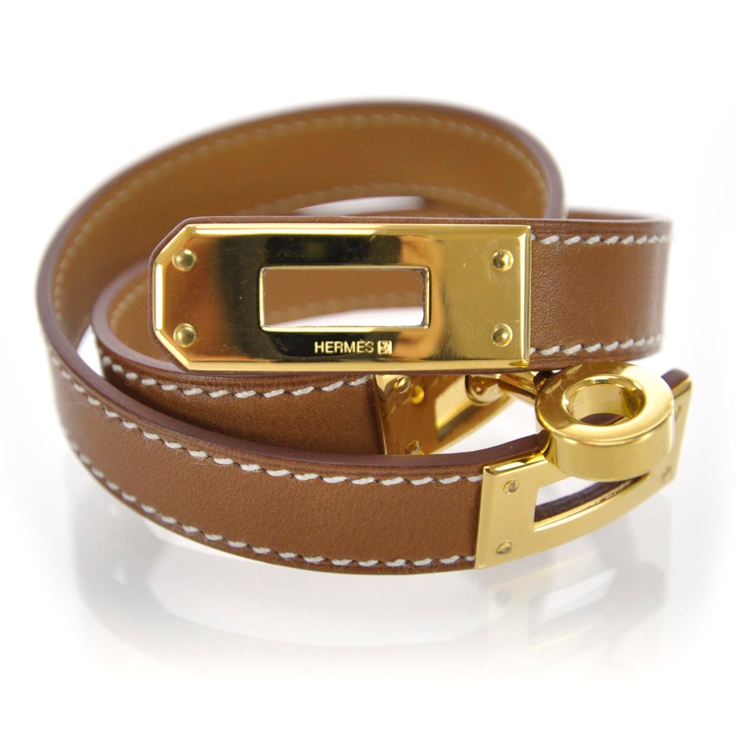 Hermes Barenia Kelly Double Tour Bracelet Fauve 3 of 8