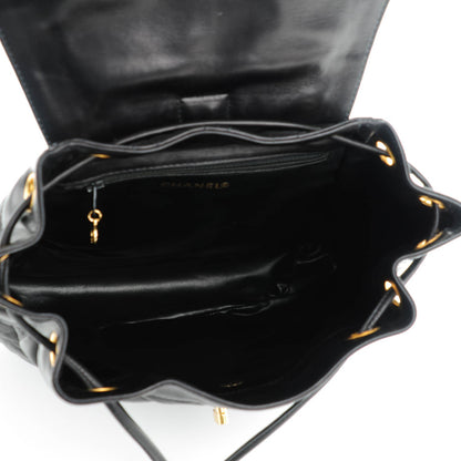 Chanel Lambskin Quilted Drawstring Backpack Black 5 of 10