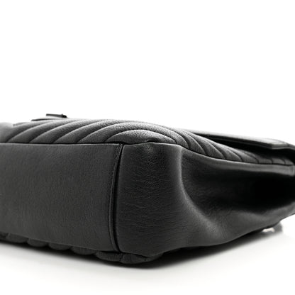 Saint Laurent Sheepskin Matelasse Chevron Monogram Monochrome Large College Bag Black 10 of 11