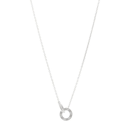 Cartier 18K White Gold Diamond Interlocking LOVE Paved Necklace 1 of 5
