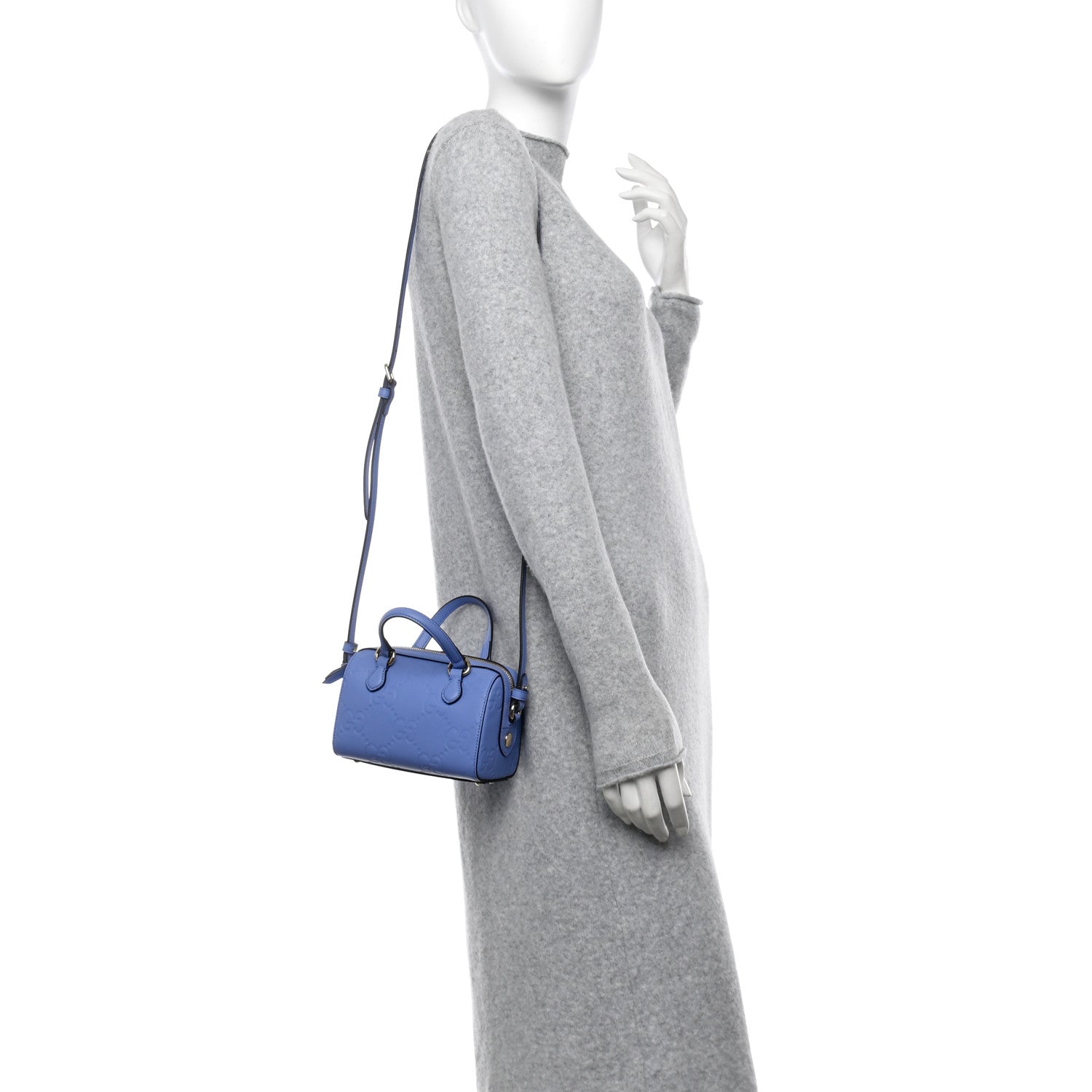 Gucci Gilbert Calfskin Jumbo GG Embossed Super Mini Top Handle Bowler Bag Bloom Lavender 2 of 10