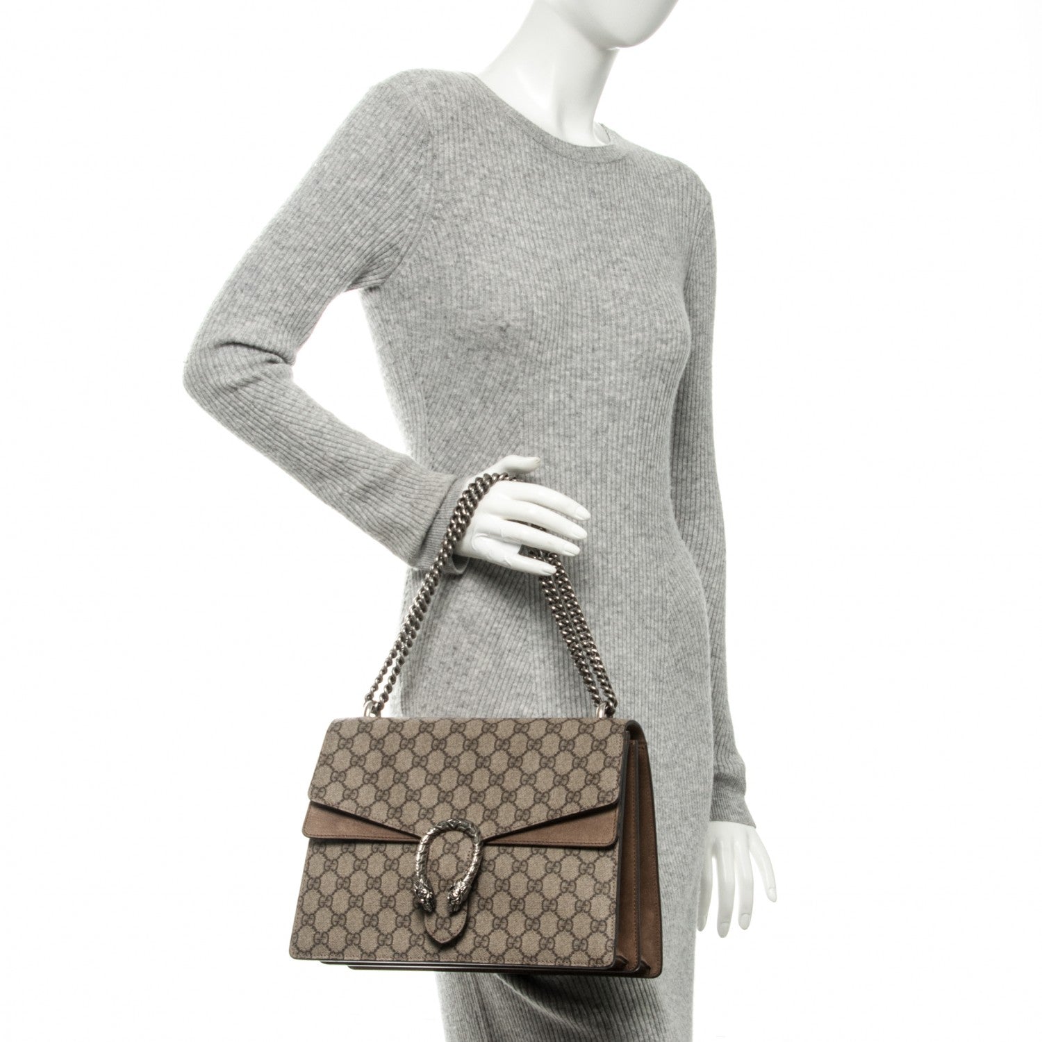 Gucci GG Supreme Monogram Medium Dionysus Shoulder Bag Taupe 2 of 6