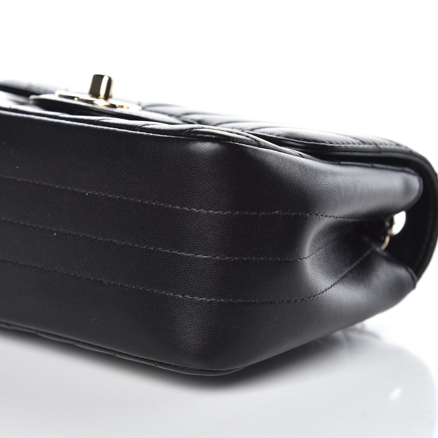 Lambskin Chevron Quilted Mini Square Flap Black