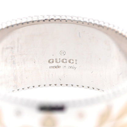 Gucci 18K White Gold Enamel 9mm Icon Blooms Ring 57 8 3 of 6