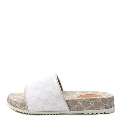 Gucci GG Supreme Monogram Demetra Mens Slide Sandals 10 White Mystic White 1 of 8