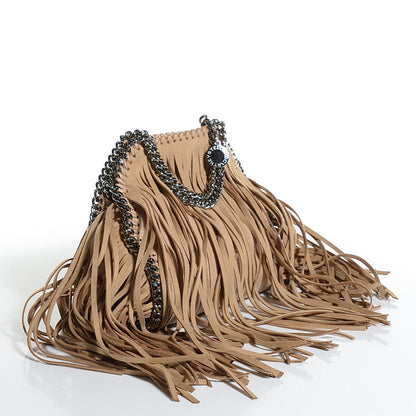 Stella McCartney Shaggy Deer Fringe Tiny Falabella Fold Over Tote Gold 3 of 9