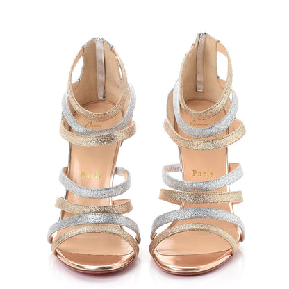 Christian Louboutin Mini Glitter Mariniere 100 Cage Sandals 39 Poudre Silver 2 of 10