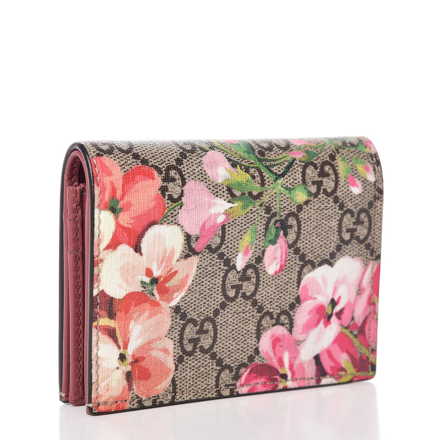 GG Supreme Monogram Blooms Card Case Beige Multicolor Dry Rose