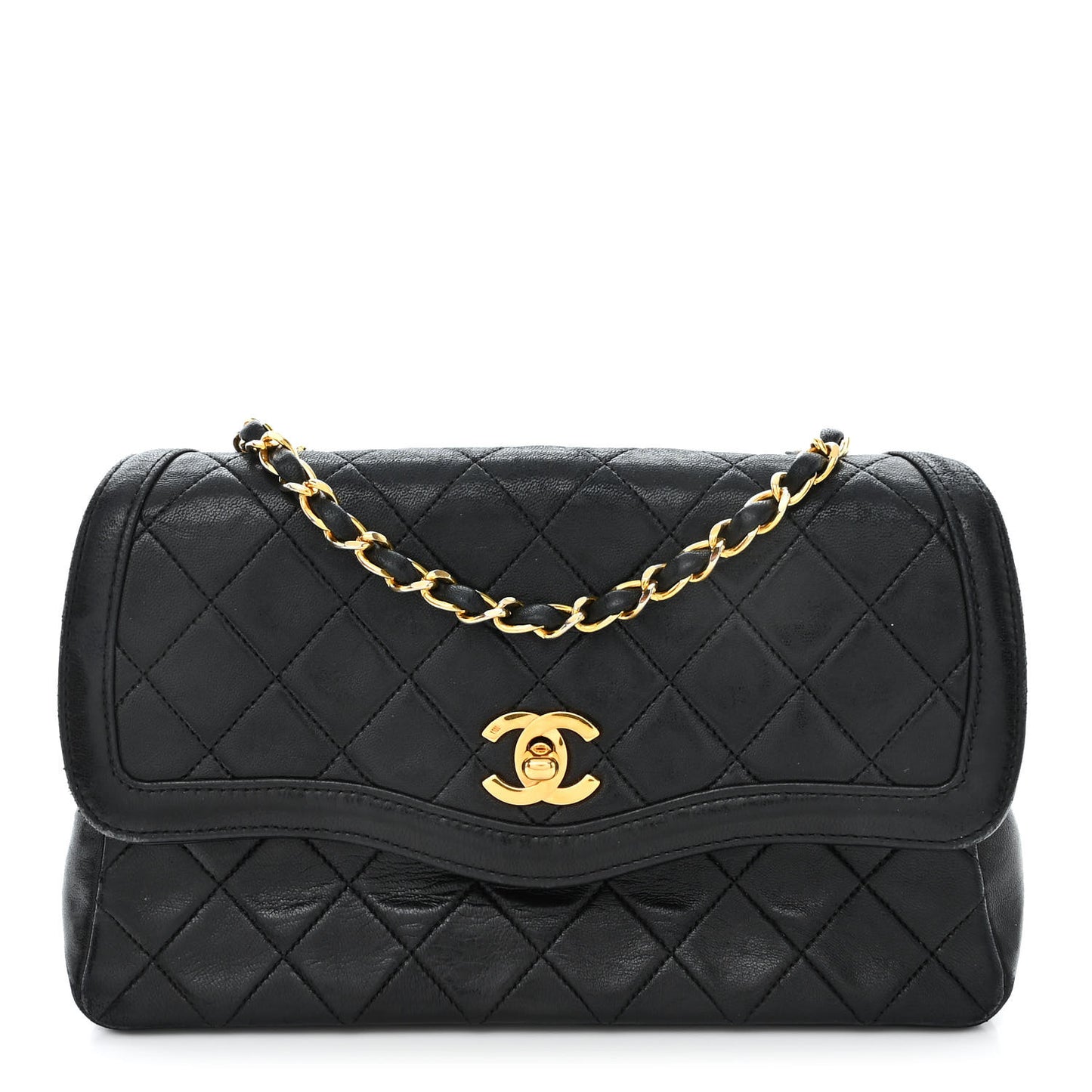 Lambskin Quilted Small Single Flap Black