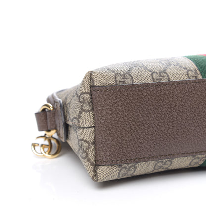 Gucci GG Supreme Monogram Textured Dollar Calfskin Web Small Ophidia Dome Shoulder Bag Beige Ebony New Acero 5 of 9