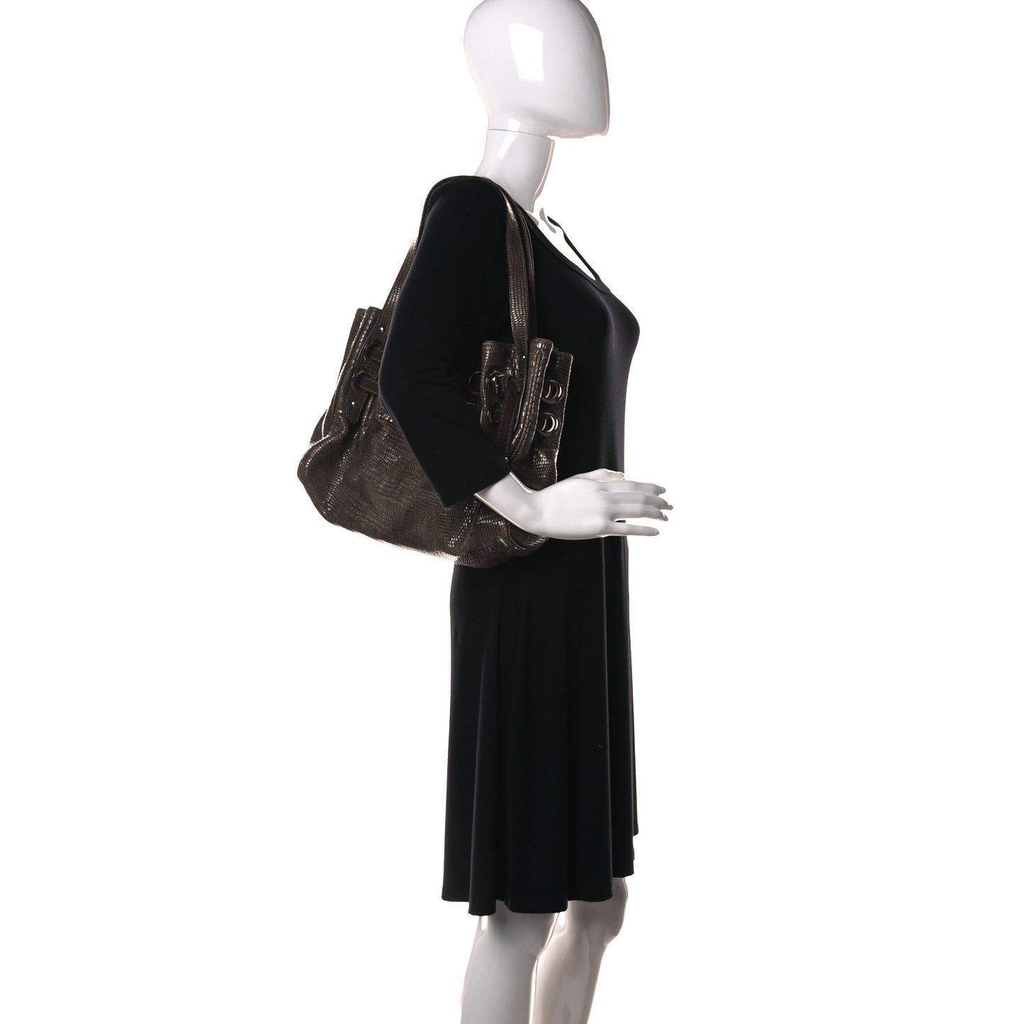 Lizard Embossed Calfskin Riki Bag Green