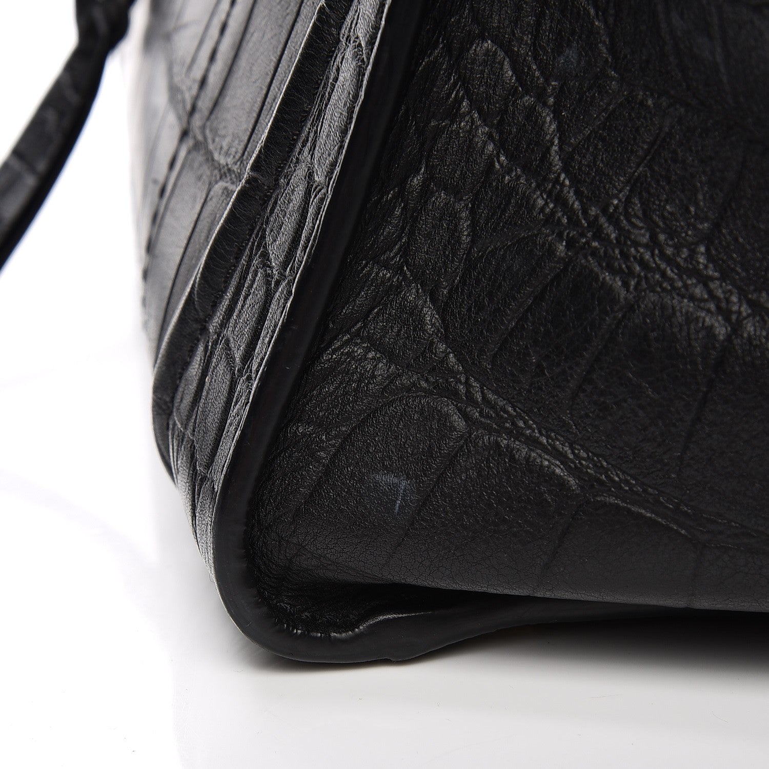 Celine Crocodile Embossed Calfskin Medium Phantom Luggage Black 10 of 13