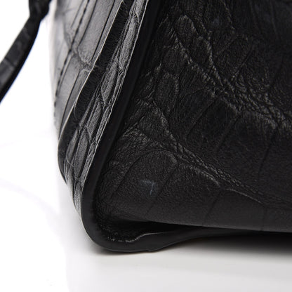 Celine Crocodile Embossed Calfskin Medium Phantom Luggage Black 10 of 13