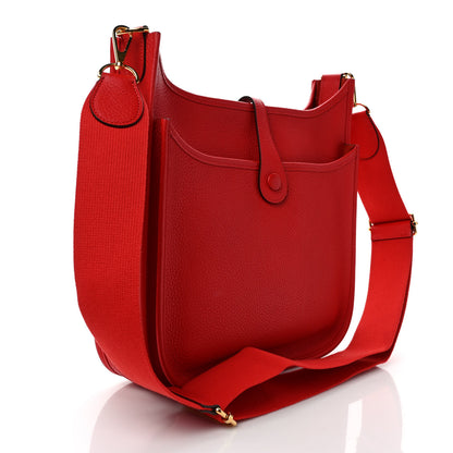 Hermes Taurillon Clemence Evelyne III PM Rouge De Coeur 3 of 8