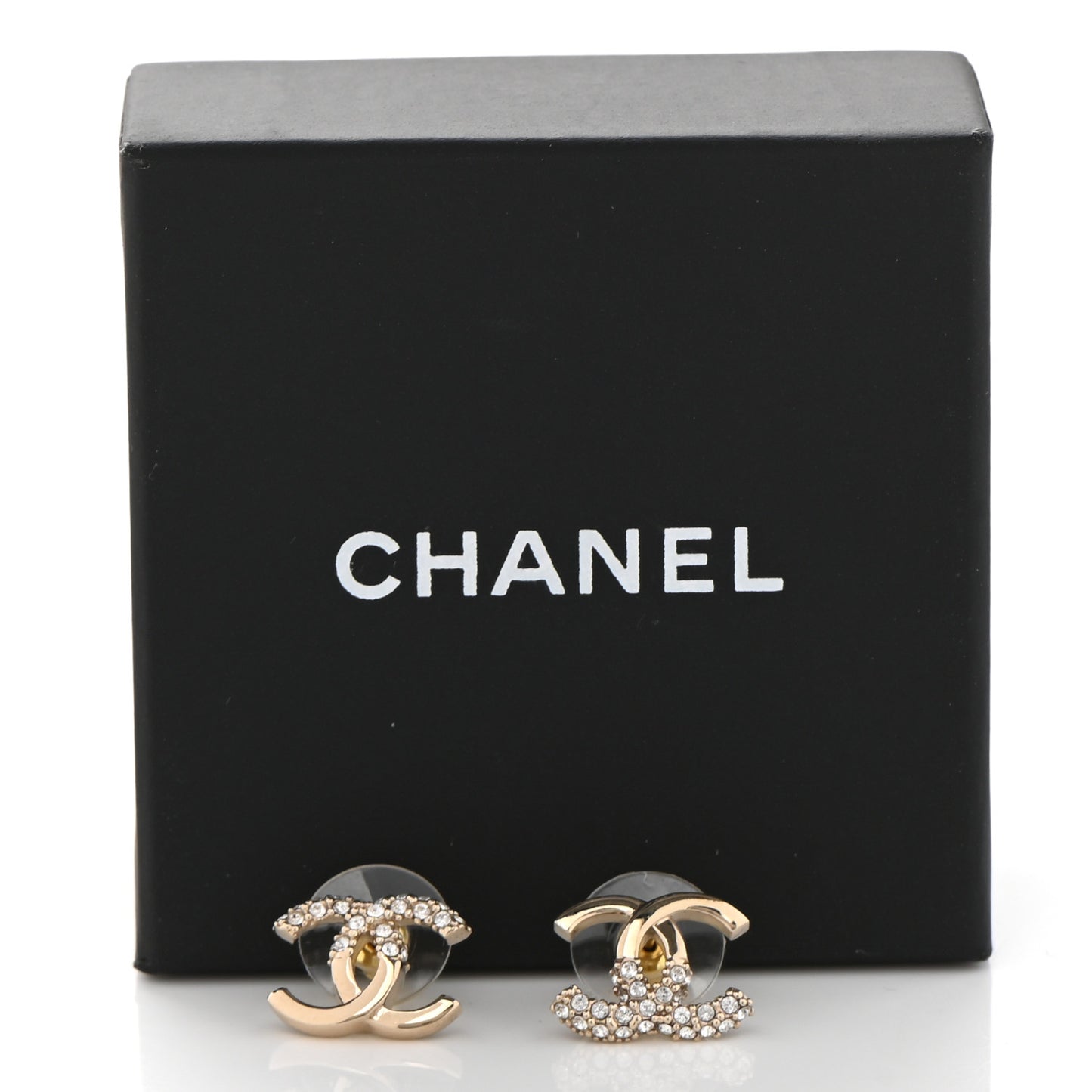 Crystal Metal CC Earrings Gold