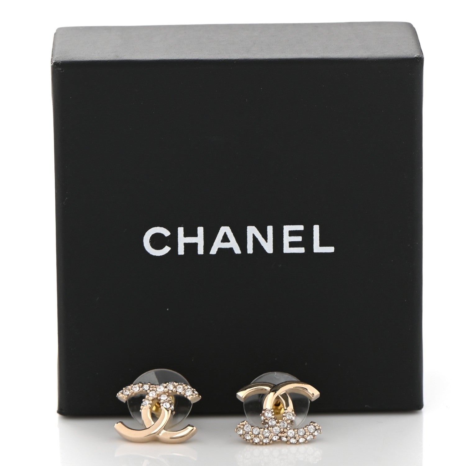 Chanel Crystal Metal CC Earrings Gold 5 of 5