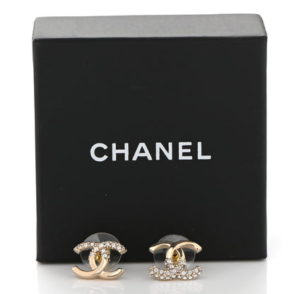 Chanel Crystal Metal CC Earrings Gold 5 of 5