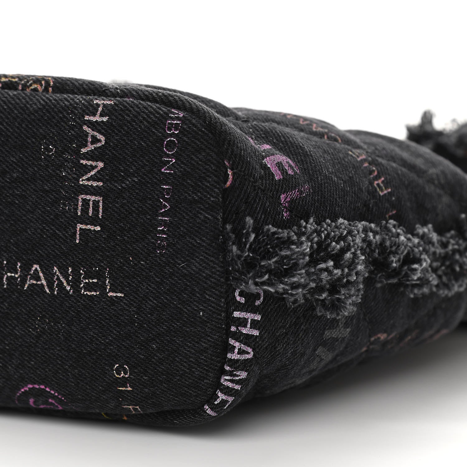 Chanel Denim Quilted Mood Bucket With Chain Black Multicolor 10 of 12